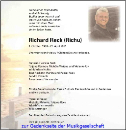 zur Gedenkseite von Richard (Richu) Reck der Musikgesellschaft Safenwil-Walterswil